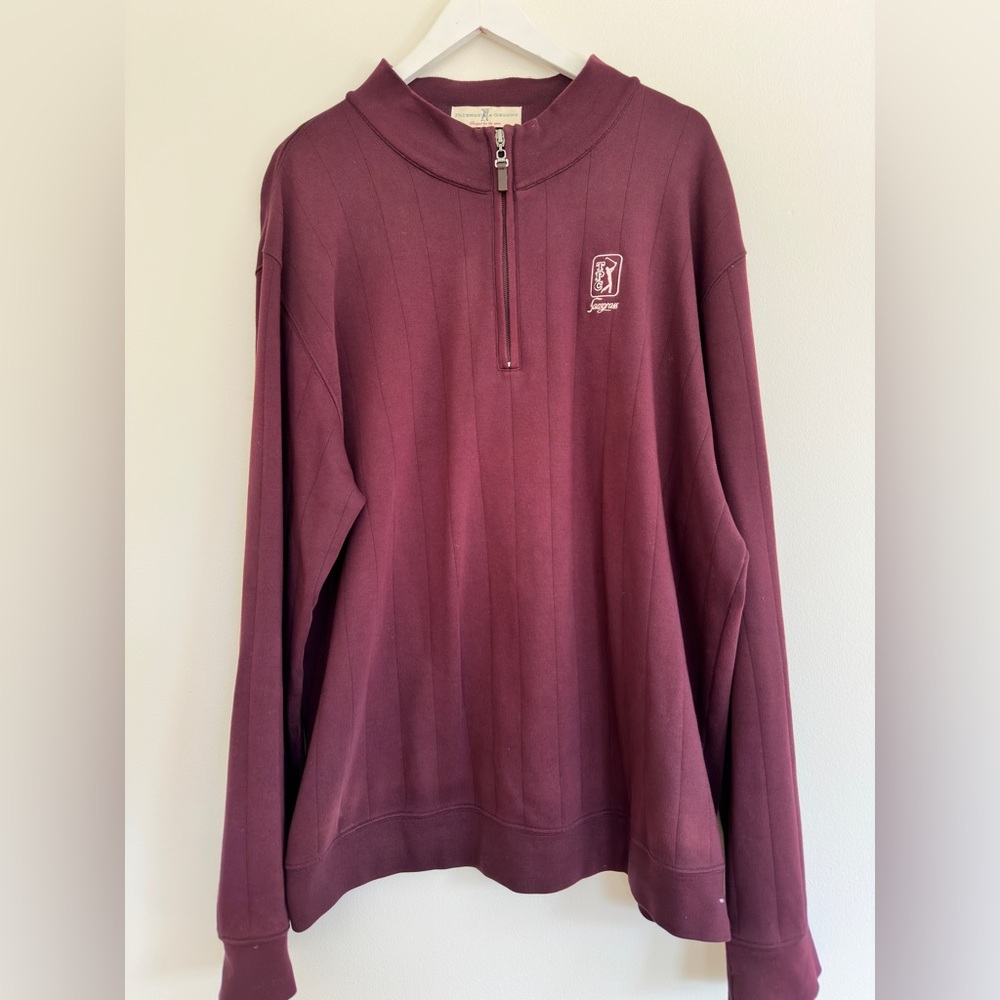 Fairway & Greene 100% Pima Cotton Maroon Half-Zip Pullover TPC Sawgrass